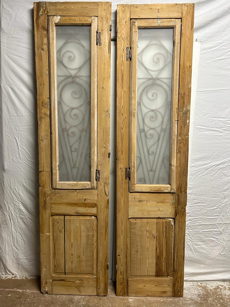 VINTAGE DBL GLASS METAL FRENCH DOOR L117