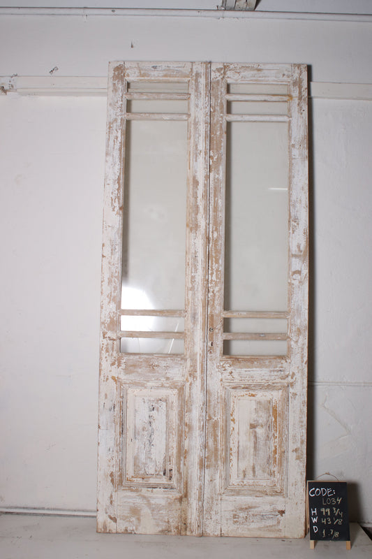 VINTAGE DBL FRENCH GLASS DOOR L034