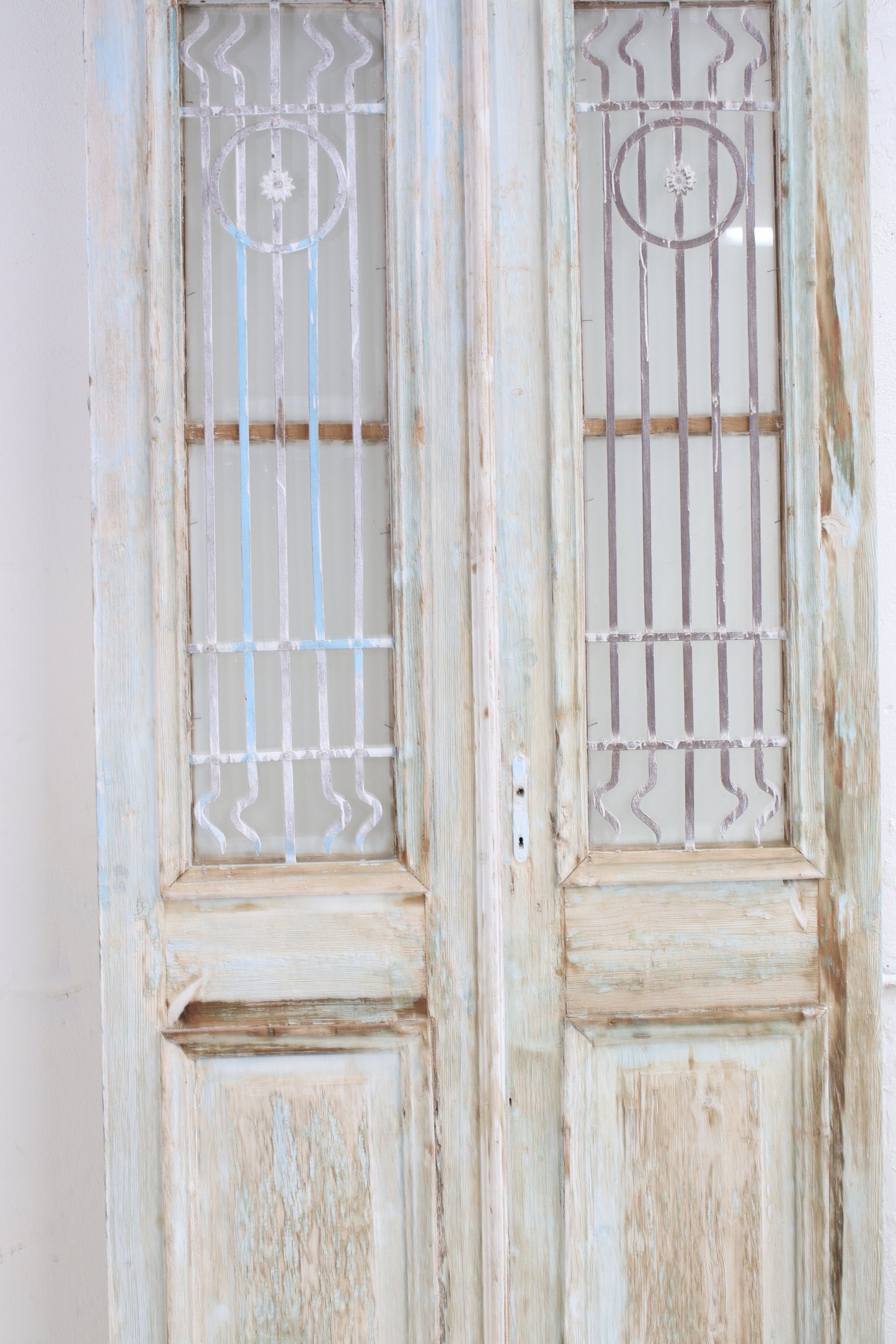 VINTAGE DBL GLASS METAL FRENCH DOOR L065