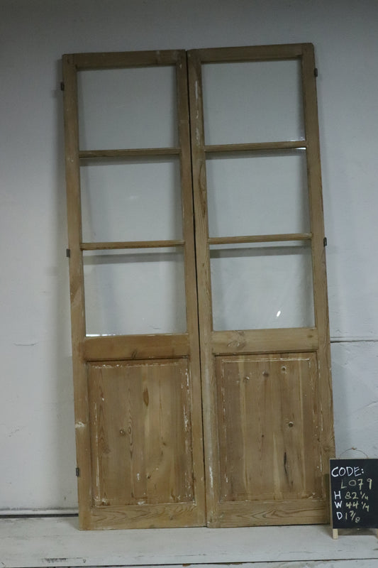 VINTAGE DBL FRENCH  GLASS DOOR L079