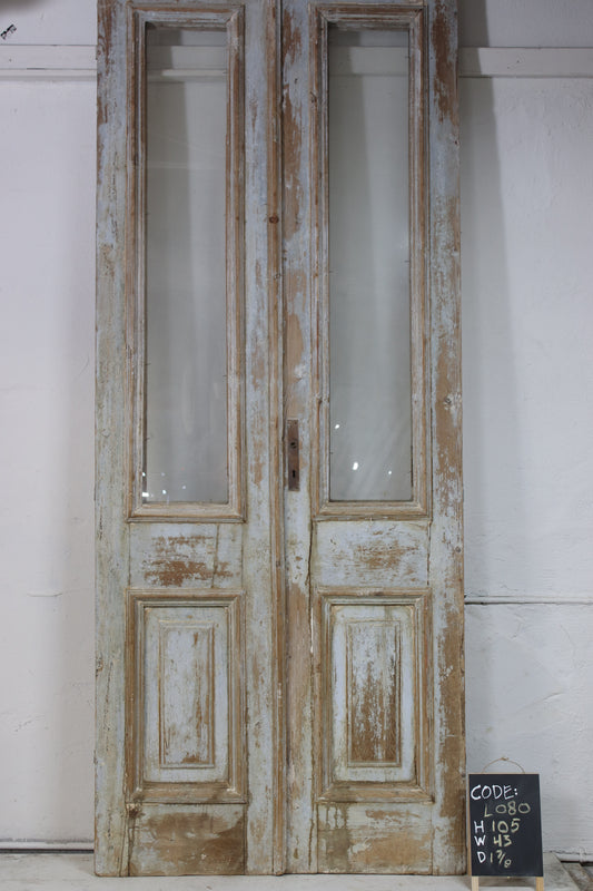 VINTAGE DBL FRENCH  GLASS DOOR L080