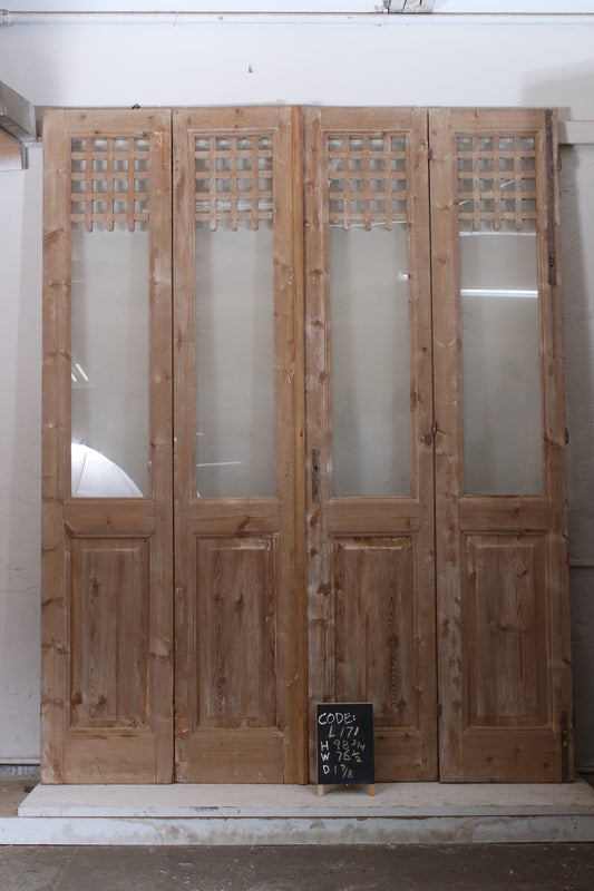 VINTAGE DBL SET OF FRENCH  GLASS DOOR L171