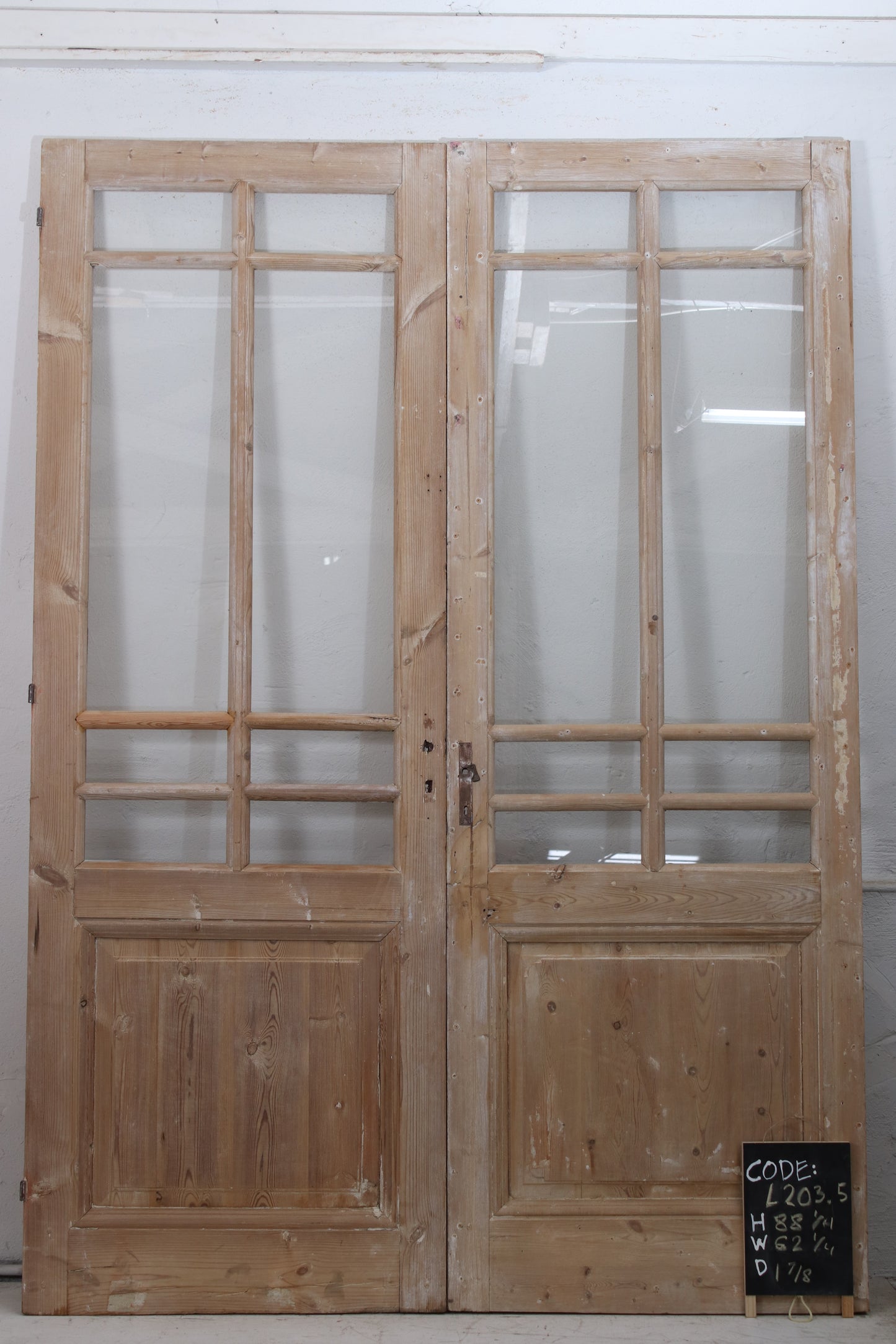 VINTAGE DBL FRENCH GLASS DOOR L203.5