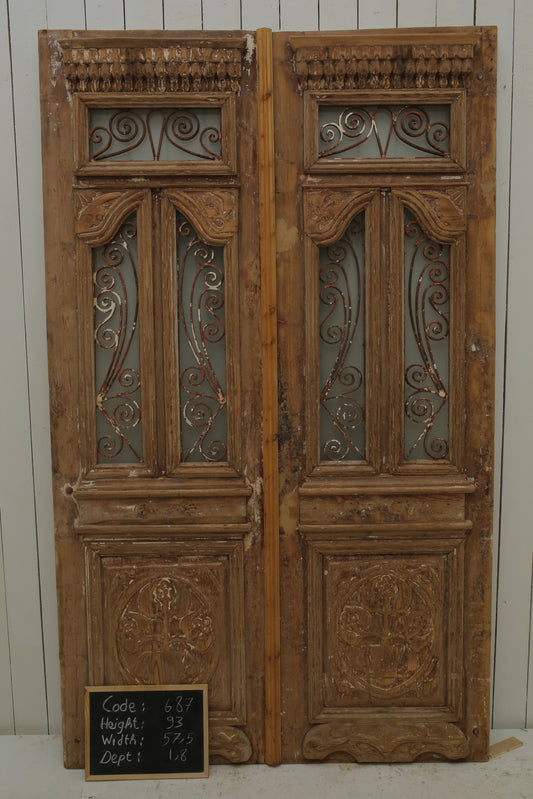 VINTAGE DBL FRENCH METAL DOOR 687