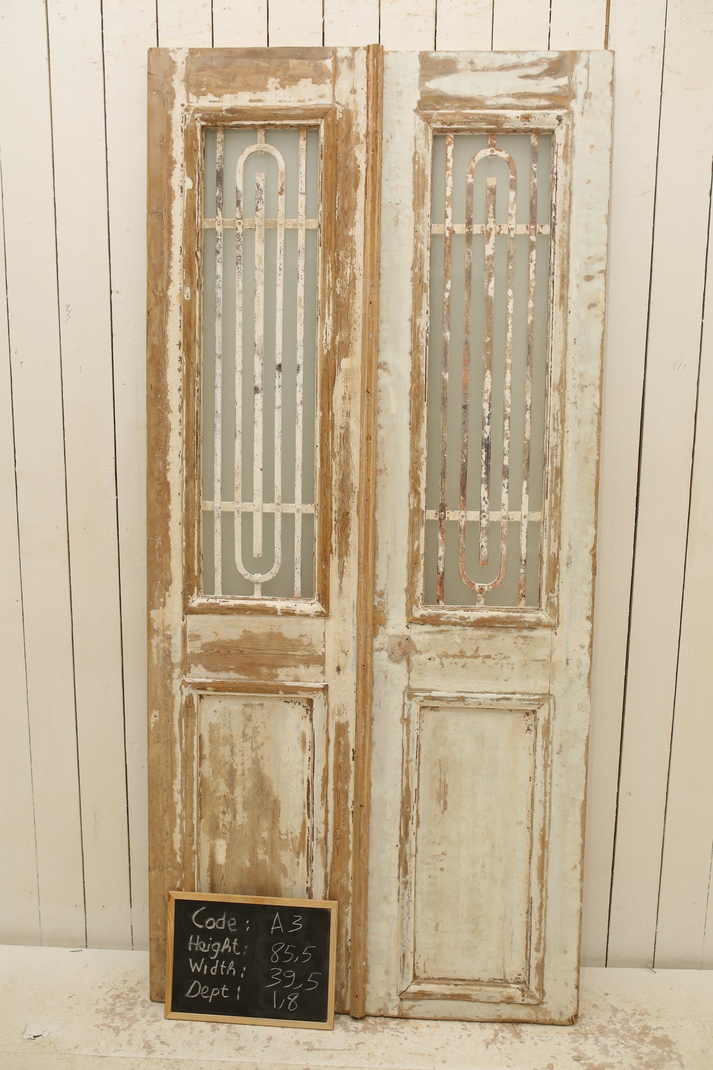 VINTAGE DBL FRENCH METAL DOOR A3