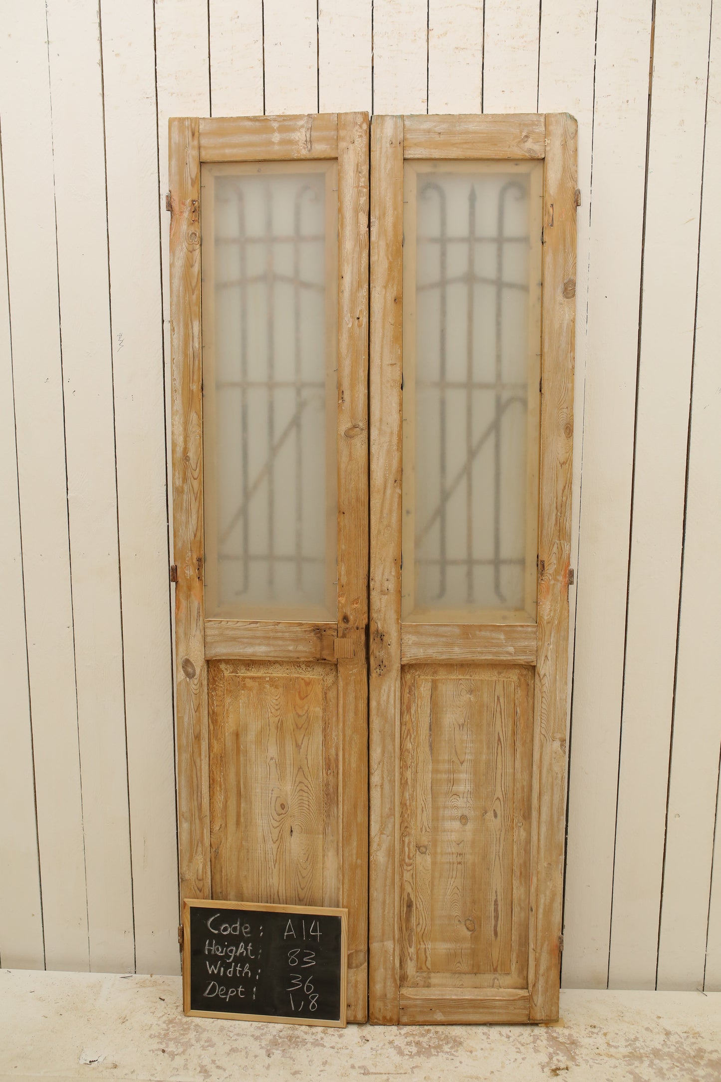 VINTAGE DBL FRENCH METAL DOOR A14