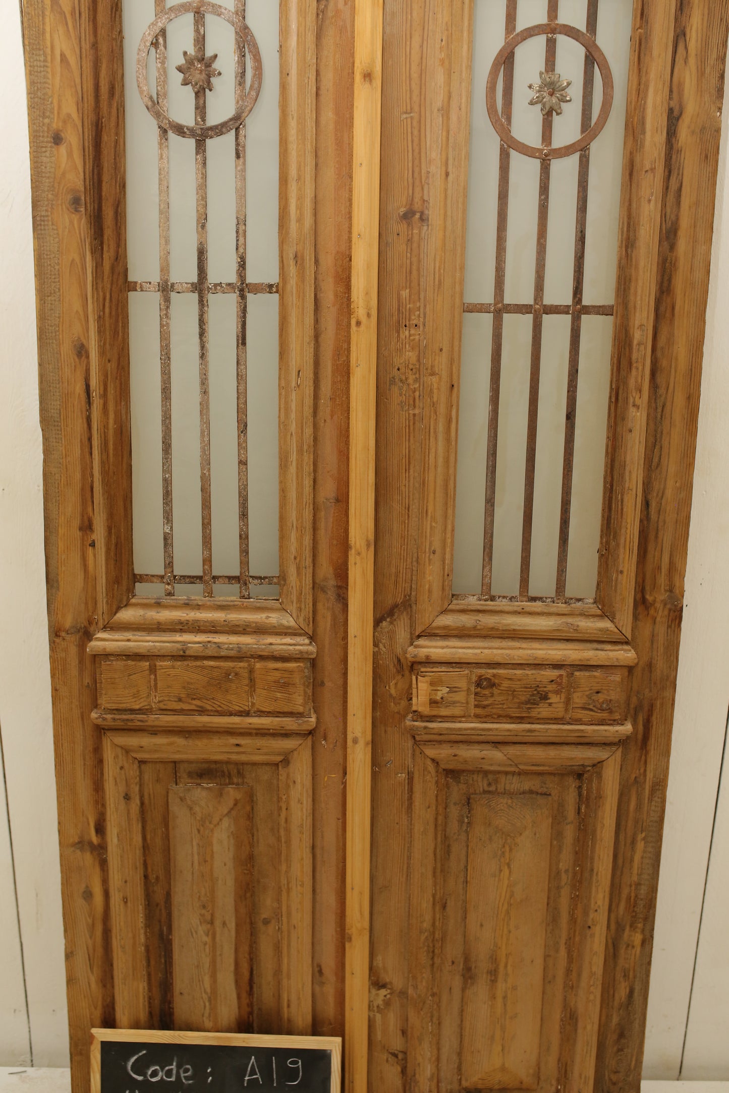 VINTAGE DBL FRENCH METAL DOOR A19