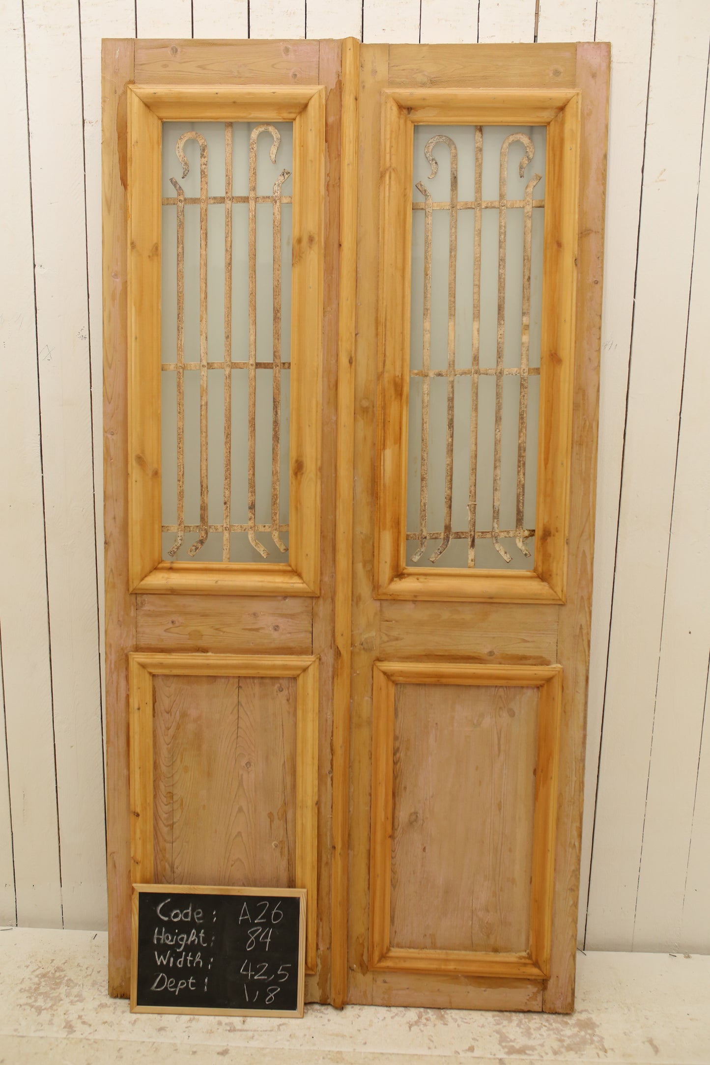 VINTAGE DBL FRENCH METAL DOOR A26