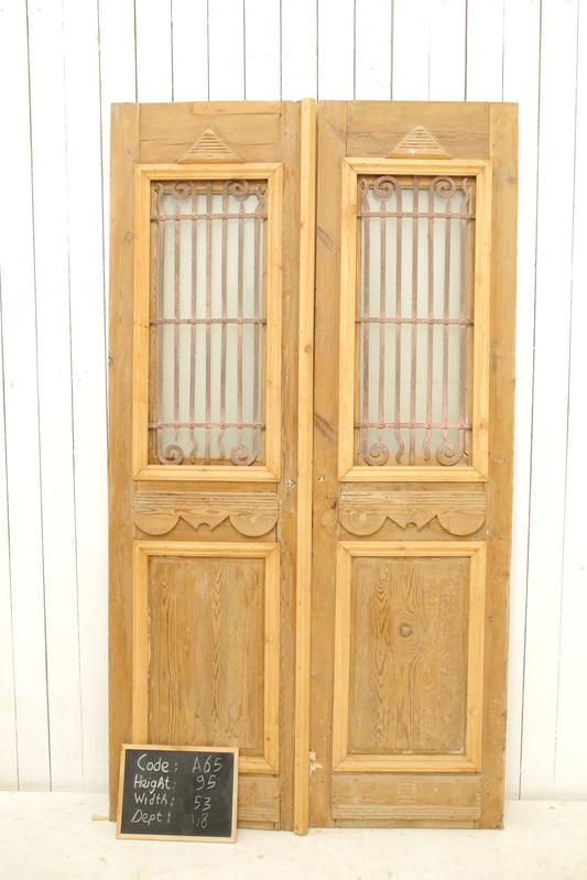 VINTAGE DBL FRENCH METAL DOOR A65