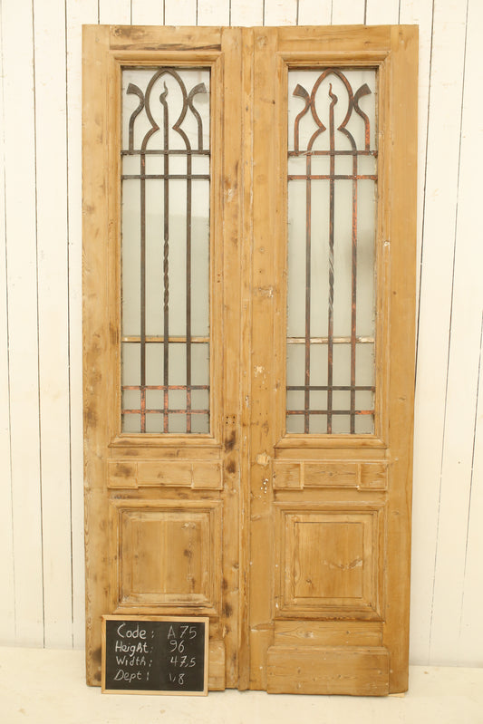 VINTAGE DBL FRENCH METAL DOOR A75