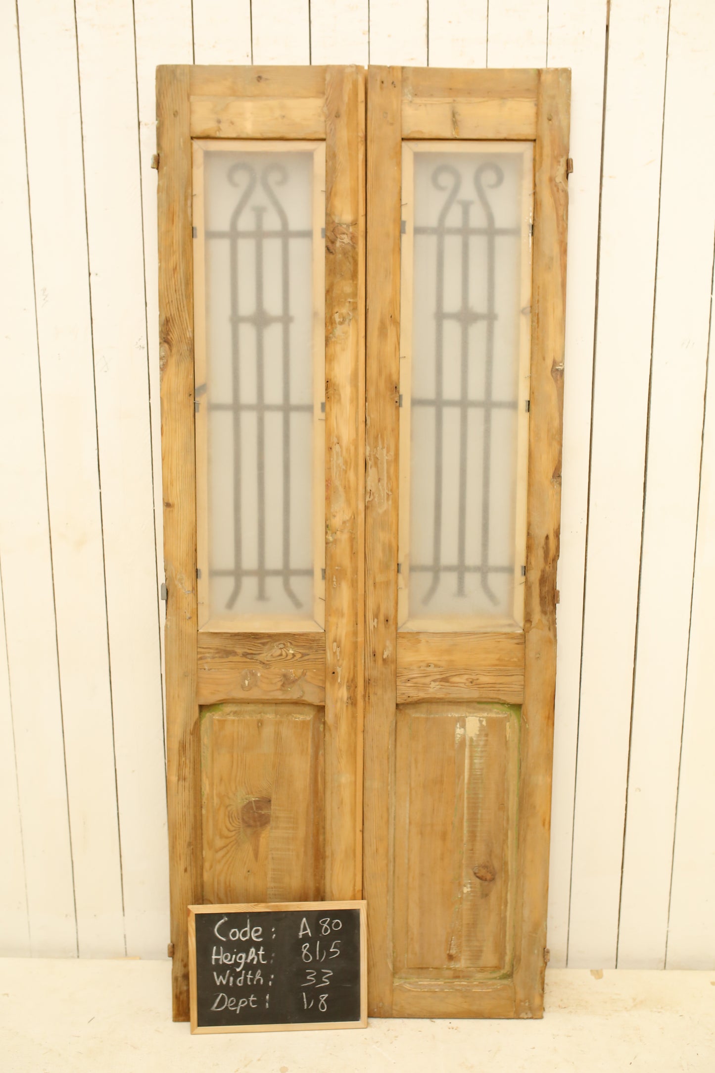 VINTAGE DBL FRENCH METAL DOOR A80