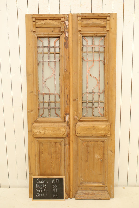 VINTAGE DBL FRENCH METAL DOOR A81