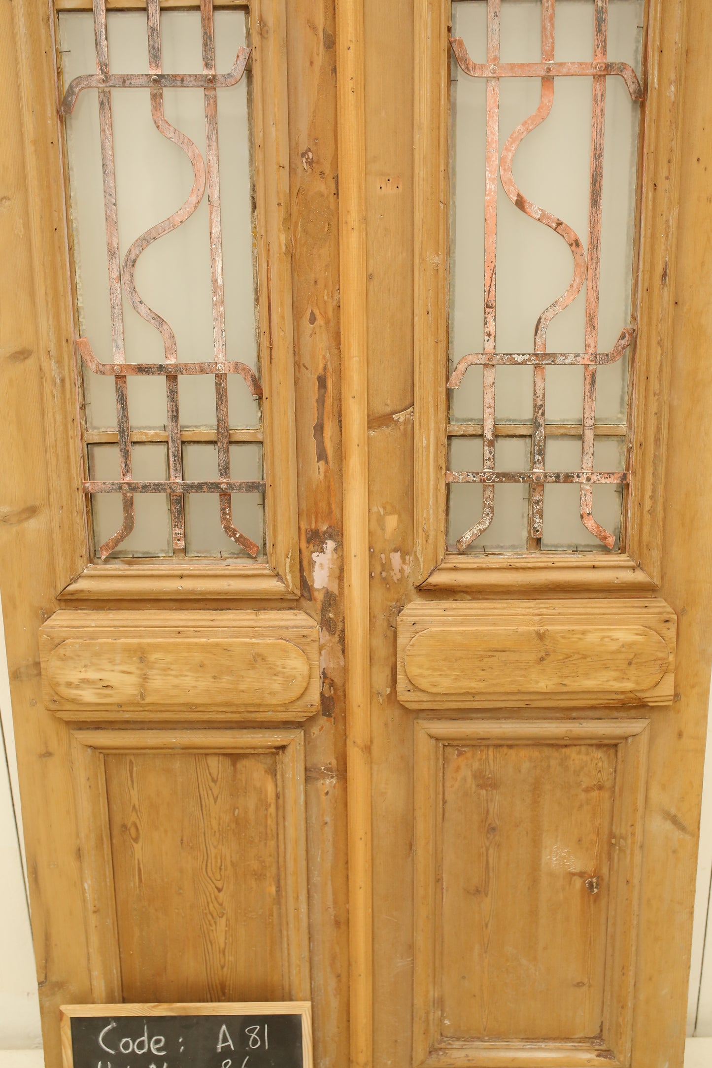 VINTAGE DBL FRENCH METAL DOOR A81