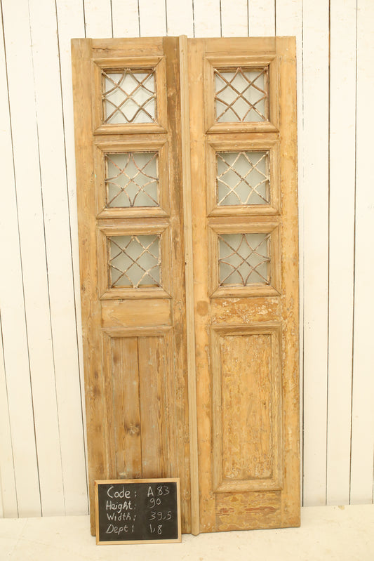 VINTAGE DBL FRENCH METAL DOOR A83