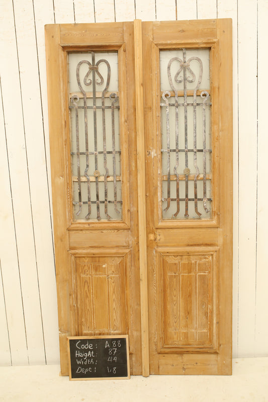 VINTAGE DBL FRENCH METAL DOOR A88