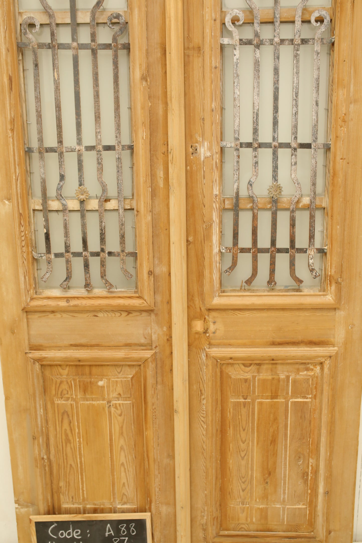 VINTAGE DBL FRENCH METAL DOOR A88