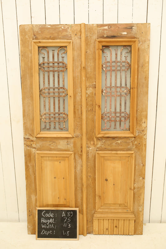 VINTAGE DBL FRENCH METAL DOOR A89