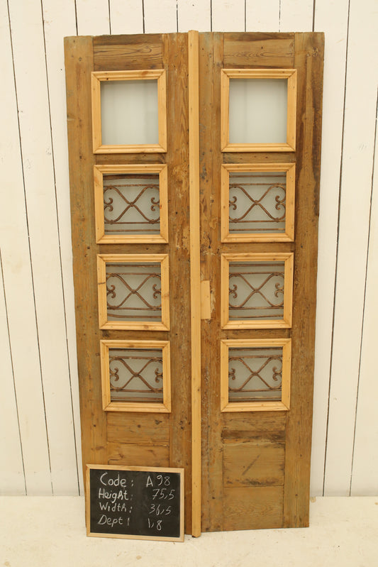 VINTAGE DBL FRENCH METAL DOOR A98