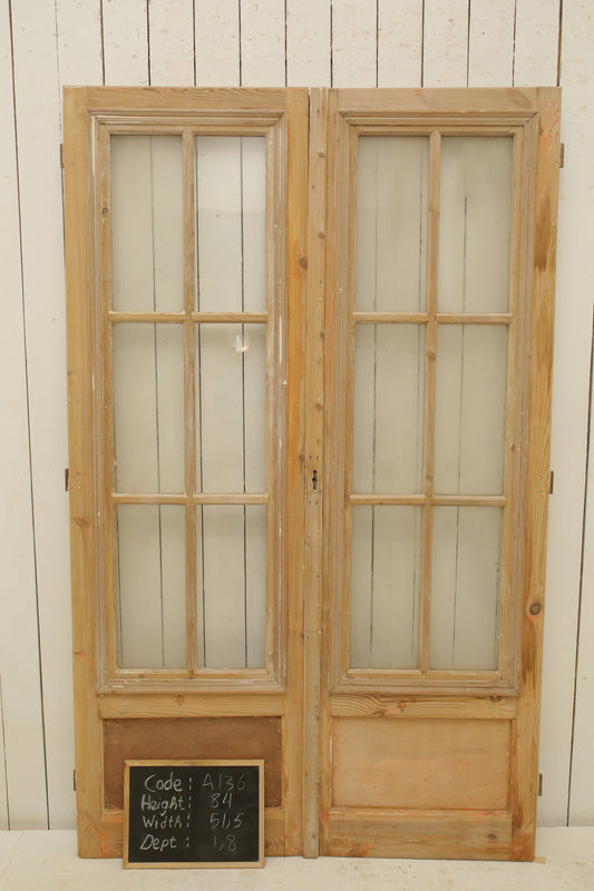 VINTAGE DBL FRENCH GLASS DOOR A136