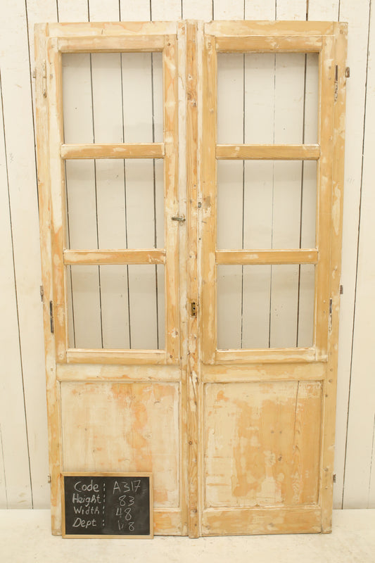 VINTAGE DBL FRENCH GLASS DOOR A317